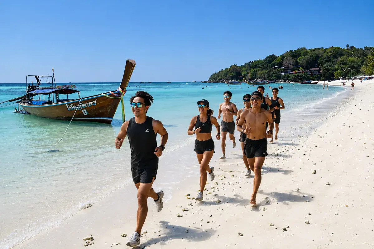 Pattaya Beach with a longtail in the water