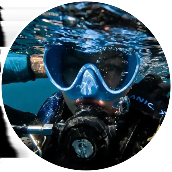Diver in a mask underwater