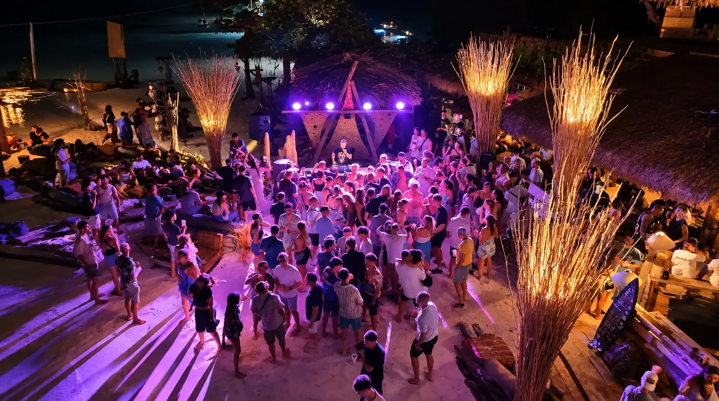 Beach party at night